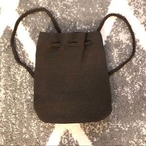 Crochet brown hobo back pack purse